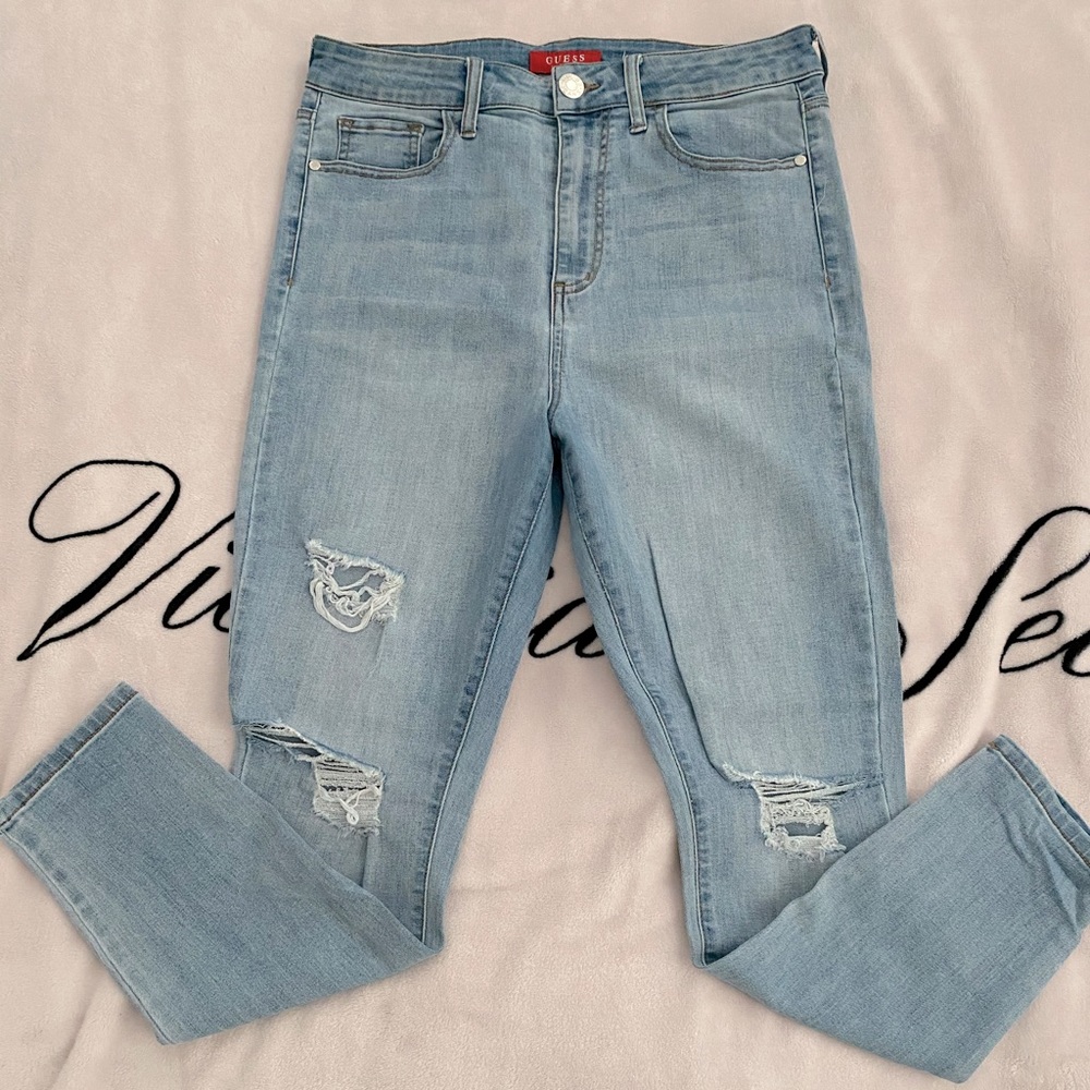 “GUESS” Ripped High Rise Jeans
